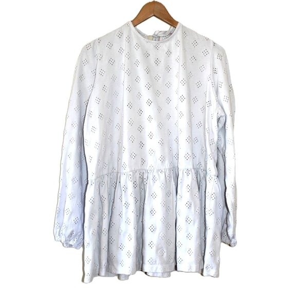 ASOS Curve Broderie Eyelet Smock with Blouson Long Sleeve and Tie Back - Size 18 - Picture 2 of 12